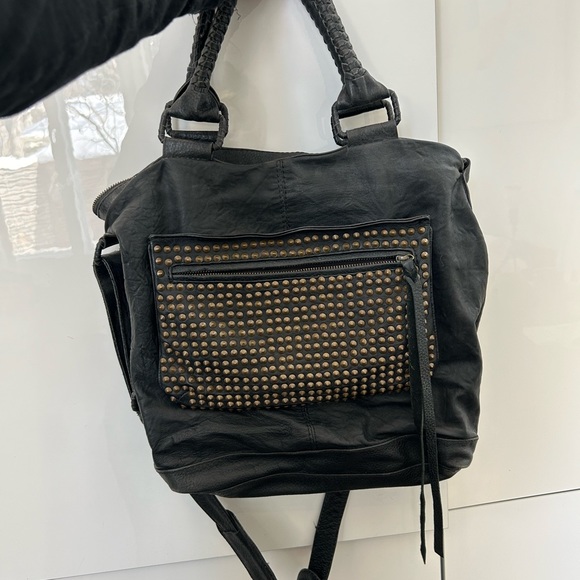 Black leather Cleobella bag with studs - Picture 9 of 12